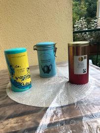 Set di tre barattoli in latta