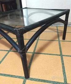 Tavolino da salotto in bambù e vetro