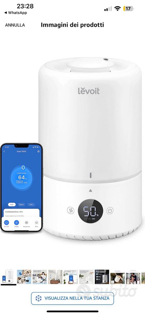 LEVOIT Dual 200S Smart Top-Fill Umidificatore - Elettrodomestici