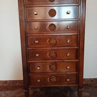 Settimino legno massello noce 7 cassetti 