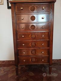 Settimino legno massello noce 7 cassetti 