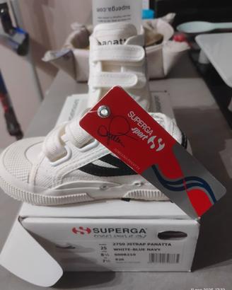 SUPERGA 2750 JSTRAP PANATTA WHITE-BLUE NAVY tg. 25