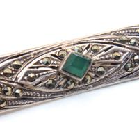 Stupenda spilla antica argento marcasite gemma
