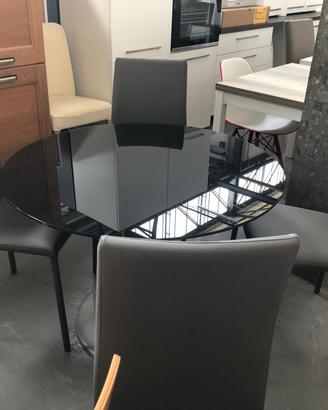 Tavolo rotondo Ø100 cm in vetro nero fumé