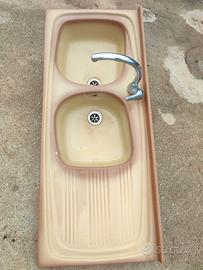 Lavello cucina in ceramica colore champagne