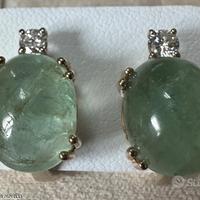 ORECCHINI ORO GIALLO 18kt. DIAMANTI E SMERALDI