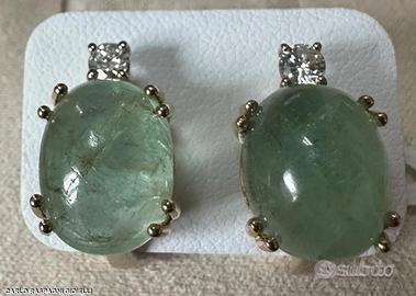 ORECCHINI ORO GIALLO 18kt. DIAMANTI E SMERALDI