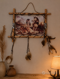 Country Quadro su tela cornice legno indiano