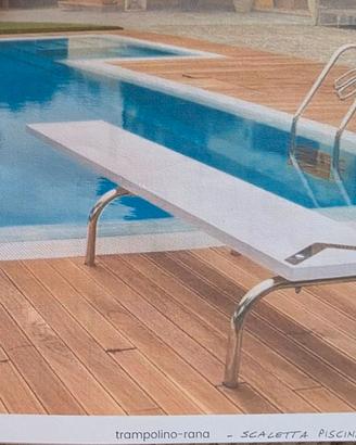 Trampolino per piscina L=2.4 m con struttura inox