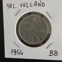 RARA MONETA 50 LIRE 1954 ITALIA serie Vulcano