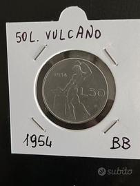 RARA MONETA 50 LIRE 1954 ITALIA serie Vulcano