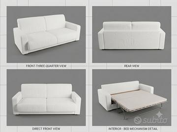 Divano Letto 2/3 posti bianco panna - tenuto molto