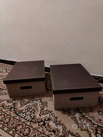 SCATOLE IN CARTONE, TESSUTO E CUOIO