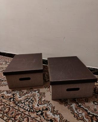 SCATOLE IN CARTONE, TESSUTO E CUOIO