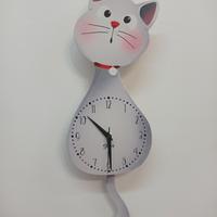 Orologio con Pendolo Gatto in legno fatto a mano 