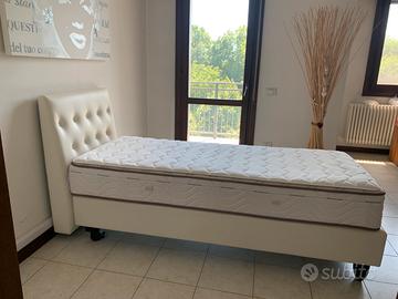 Letto Sommier nuovo singolo vera pelle e materasso