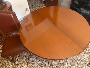 Tavolo tondo apribile con 6 sedie vintage