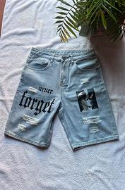 Jeans corti stile Denim con grafiche e scritte