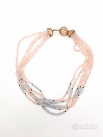 Collana multigiro pietre e argento 925 vintage