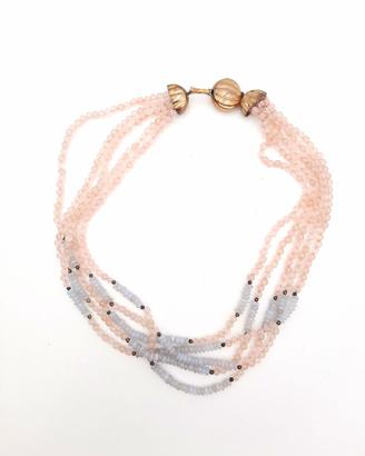 Collana multigiro pietre e argento 925 vintage