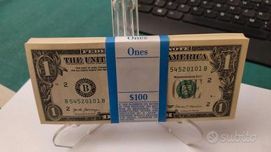 Mazzetta da 100 banconote FdS da ONE DOLLAR