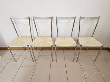 Set 6 sedie cucina metallo cromato e intreccio