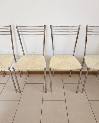 Set 6 sedie cucina metallo cromato e intreccio