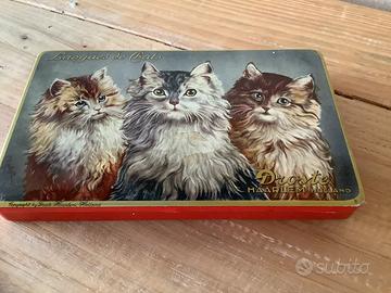 😽 Scatola latta vintage con gatti