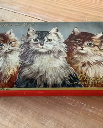 😽 Scatola latta vintage con gatti
