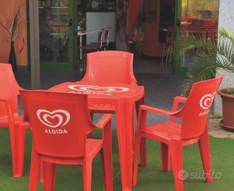Sedie e tavoli rossi per esterno plastica giardino