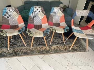 Set di 4 sedie da pranzo in linodesign patchwork