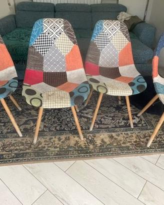Set di 4 sedie da pranzo in linodesign patchwork