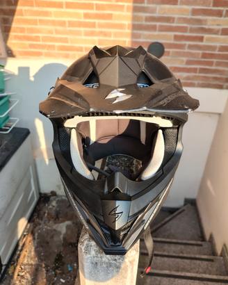 casco x moto compreso di occhiali a fascia Scott 