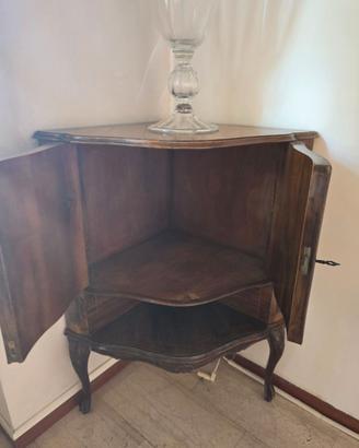 Mobili angolari vintage in legno con intarsio