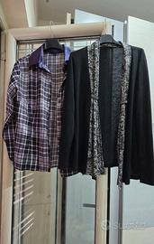 Lotto camicia scacchi e cardigan nero L/XL