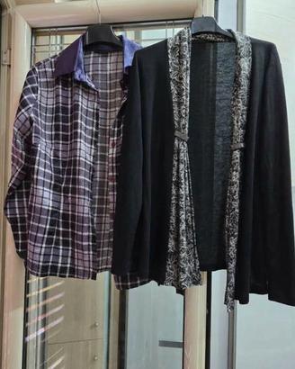 Lotto camicia scacchi e cardigan nero L/XL