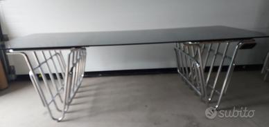 Tavolo acciaio e vetro vintage
