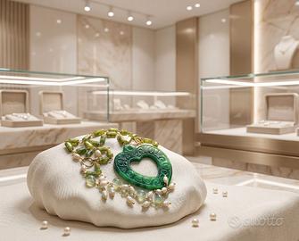 collana:argento, giada, vessonite, prehnite, perle