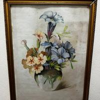 Quadro floreale vintage con cornice dorata