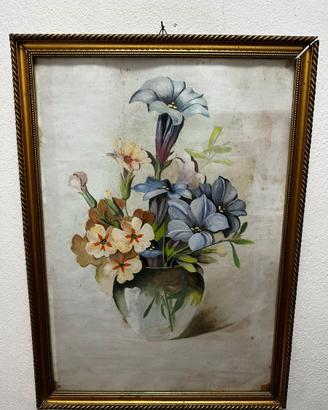 Quadro floreale vintage con cornice dorata