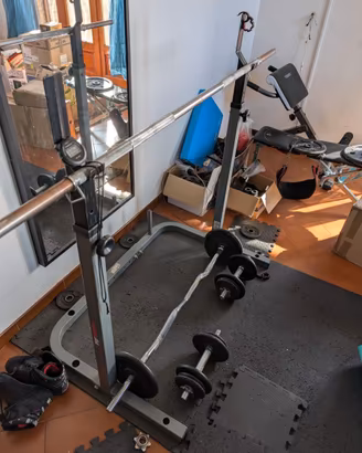 Rack, Porta pesi, Panca Romana, Bilanciere, Dischi