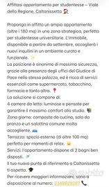 Appartamento per studentesse a Caltanissetta
