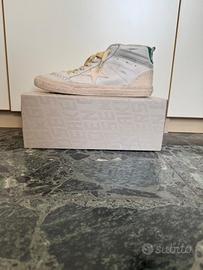 GoldenGoose Mid Star Uomo Bianche Talloncino Verde