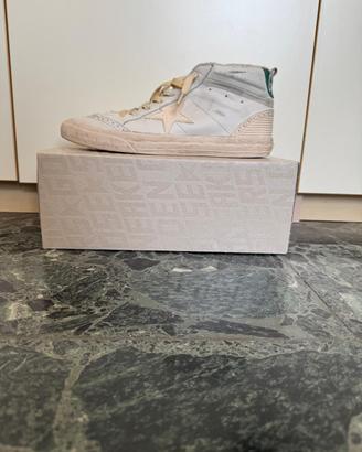 GoldenGoose Mid Star Uomo Bianche Talloncino Verde
