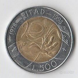 500 lire centenario IFAD 1078 1988