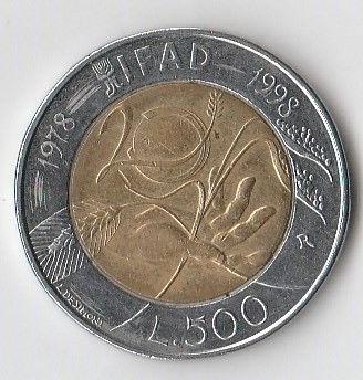 500 lire centenario IFAD 1078 1988
