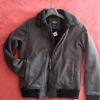 Giubbino grigio con collo di pelliccia Hollister