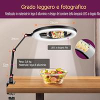 Lampada Ring Light con braccio e supporto cell