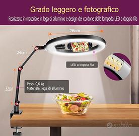 Lampada Ring Light con braccio e supporto cell