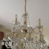 lampadario classico a 8 luci,cristallo e vetro